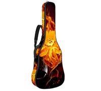 Chitarra Gig Bag Impermeabile Cerniera Morbida Chitarra Zaino, Basso Acustico & Classica Folk Chitarra Elettrica Borsa Fuoco Bruciante Fiore