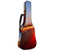 Chitarra Gig Bag Impermeabile Cerniera Morbida Chitarra Zaino, Basso Acustico & Classica Folk Chitarra Elettrica Bella Città Autostrada Tramonto Scenery