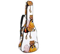 Chitarra Gig Bag Impermeabile Cerniera Morbida Chitarra Zaino, Basso Acustico & Classica Folk Chitarra Elettrica Bag Cartoon Bee Honey Pattern