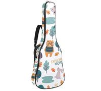 Chitarra Gig Bag Impermeabile Cerniera Morbida Chitarra Zaino, Basso Acustico & Classica Folk Chitarra Elettrica Borsa Colorata Foresta Animali Parole