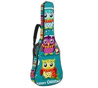 Chitarra Gig Bag Impermeabile Cerniera Morbida Chitarra Zaino, Basso Acustico & Classica Folk Chitarra Elettrica Borsa Carino Cartoon Natale Gufi Modello Animale