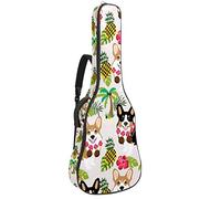 Chitarra Gig Bag Impermeabile Cerniera Morbida Chitarra Zaino, Basso Acustico & Classica Folk Chitarra Elettrica Borsa Corgi Cute Dogs Flower Pattern