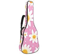 Chitarra Gig Bag Impermeabile Cerniera Morbida Chitarra Zaino, Basso Acustico & Classica Folk Chitarra Elettrica Borsa Margherita Fiori Modello Rosa Sfondo
