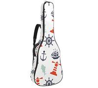 Chitarra Gig Bag Impermeabile Cerniera Morbida Chitarra Zaino, Basso Acustico & Classica Folk Chitarra Elettrica Borsa Faro Bussola Nave Ancoraggio Pesce