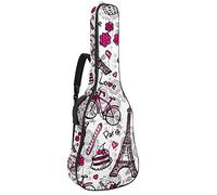 Chitarra Gig Bag Impermeabile Cerniera Morbida Chitarra Zaino, Basso Acustico & Classica Folk Chitarra Elettrica Borsa Torre Eiffel Parigi