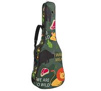 Chitarra Gig Bag Impermeabile Cerniera Morbida Chitarra Zaino, Basso Acustico & Classica Folk Chitarra Elettrica Borsa Colorato Doodle Animali Parole Modello