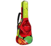 Chitarra Gig Bag Impermeabile Cerniera Morbida Chitarra Zaino, Basso Acustico & Classica Folk Chitarra Elettrica Bella Grande Fiore E Farfalla