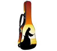 Chitarra Gig Bag Impermeabile Cerniera Morbida Chitarra Zaino, Basso Acustico & Classica Folk Chitarra Elettrica Borsa Giappone Kendo Silhouette Spiaggia Tramonto Albero di Cocco