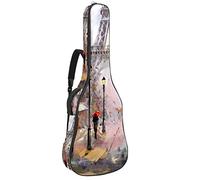 Chitarra Gig Bag Impermeabile Cerniera Morbida Chitarra Zaino, Basso Acustico & Classica Folk Chitarra Elettrica Borsa Parigi Torre Eiffel Pittura A Olio