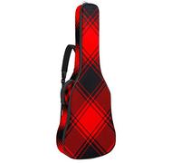 Chitarra Gig Bag Impermeabile Cerniera Morbida Chitarra Zaino, Basso Acustico & Classica Folk Chitarra Elettrica Borsa Rosso Nero Twill Gird