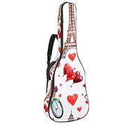 Chitarra Gig Bag Impermeabile Cerniera Morbida Chitarra Zaino per Basso Acustico & Classica Folk Chitarra Elettrica Caso Parigi Torre Eiffel Love Heart
