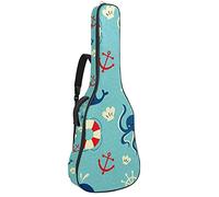 Chitarra Gig Bag Impermeabile Cerniera Morbida Chitarra Zaino per Basso Acustico & Classica Folk Chitarra Elettrica Caso Polpo Balene Bussola Cintura di salvataggio