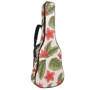Chitarra Gig Bag impermeabile cerniera morbida chitarra zaino per basso acustico & classico folk chitarra elettrica caso botanico fiori rossi foglie verdi