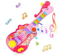 Chitarra Giocattolo per Bambini con Modalità Pianoforte 2-in-1 Strumento Musicale Elettrico Giocattoli Regalo per Ragazzi e Ragazze di 3 4 5 Anni (Rosa)