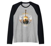 Chitarra Grafica retrò Country Nashville Maglia con Maniche Raglan