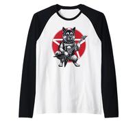 Chitarra Heavy Metal Americana Akita Rock Lover Maglia con Maniche Raglan