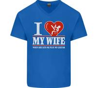 Chitarra I Love My Wife Chitarrista Elettrica Maglietta In Cotone A V Per Uomo