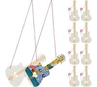 Chitarra in legno per bambini: 10 mini ukulele non finiti con corde forate, ornamenti da appendere a forma di chitarra elettrica, set di strumenti musicali per bambini dai 3 ai 5 anni per pittura e