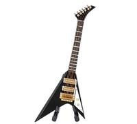 Chitarra in miniatura con supporto e Mini strumento musicale Chitarra elettrica Figurine da collezione Modello 5,5x1,3x1,2 pollici Decorazione per la casa Display Ornamento