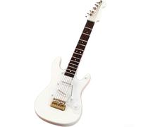 Chitarra in miniatura in legno da 14 cm, riproduzione di modellini di strumenti elettrici per la decorazione della sala della musica (bianco)