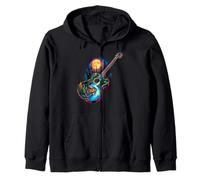 Chitarra Lake Reflections Forest Pine Tree Moon Camp Chitarrista Felpa con Cappuccio