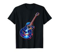 Chitarra Lake Reflections Forest Pine Tree Moon Camp Chitarrista Maglietta