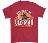 Chitarra Mai Underestimate Un Vecchio Uomo T-Shirt 100% Cotone