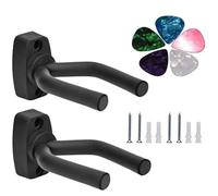 Chitarra Parete Ganci Stand Confezione da 2 Guitar Supporto Gancio Montaggio a parete Ganci Appendi Chitarra per Chitarra Elettrica Basso Elettrico Ukulele Violino (2 pacchi 5 plettri)