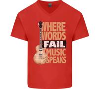 Chitarra Parole Fallire Musica Parla Chitarrista Uomo Scollo A V Cotone T-Shirt