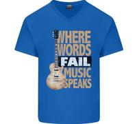 Chitarra Parole Fallire Musica Parla Chitarrista Uomo Scollo A V T-Shirt