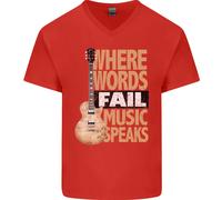 Chitarra Parole Fallire Musica Parla Chitarrista Uomo Scollo A V T-Shirt