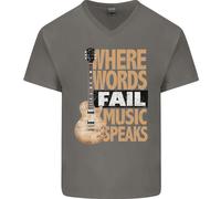 Chitarra Parole Fallire Musica Parla Chitarrista Uomo Scollo A V T-Shirt