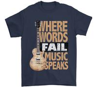 Chitarra Parole Fallire Musica Parla Chitarrista Uomo T-Shirt 100% IN Cotone
