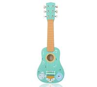 Chitarra per bambini dai 3 anni in su, 53 x 17 x 6 cm, 6 corde, corde in nylon, decorate con animali della foresta e note, legno dipinto, strumenti musicali per bambini