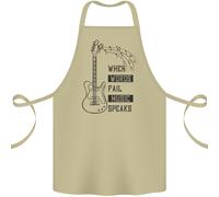 Chitarra Quando Words Fail Musica Speaks Cotone Grembiule 100% Biologico