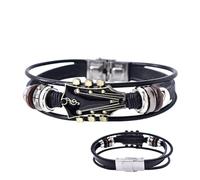 chitarra regolabile. Bracciale multistrato intrecciato a mano. Gioielli in stile punk per gli amanti della musica. Accessori alla moda per appassionati di rock and roll. Una band unisex che va b