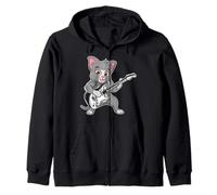 Chitarra retrò Rock Music of Cute Cat Felpa con Cappuccio