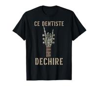 Chitarra Rock Gotica De Dentiste Dechire Squelette Maglietta