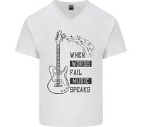 Chitarra When Parole Fallire Musica Parla Uomo Scollo A V Cotone T-Shirt