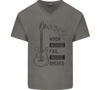 Chitarra When Parole Fallire Musica Parla Uomo Scollo A V Cotone T-Shirt