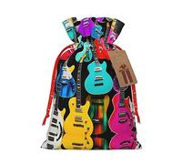 Chitarre colorate 1 pz borsa natalizia con coulisse 21,1 x 30 cm, borsa robusta per regali e oggetti essenziali per l'uso quotidiano