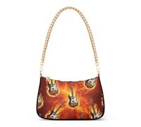 Chitarre Elettriche Fiamme Rosse Stampa Borse a Spalla per Le Donne Hobo Borsa Borse Tracolla Catena Cerniera Carino Portafoglio Borsa