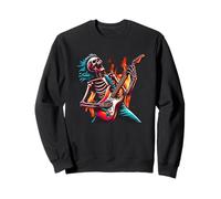 Chitarrista Metalhead Skeleton Skull Heavy Metal Musica Felpa