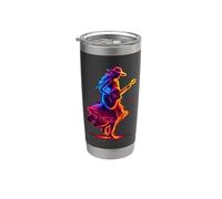 Chitarrista Ragazza Musicista Synthwave Bicchiere termico in acciaio inox doppia parete