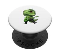 Chitarrista Rocker Kawaii Chibi divertente iguana PopSockets PopGrip Adesivo