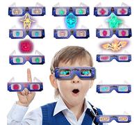 Chiteki Occhiali 3D per Halloween, confezione da 12 pezzi, ologramma per le vacanze, trasformano le luci delle vacanze in immagini magiche - zucche, scheletri, pipistrelli, streghe (12 paia)