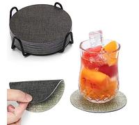 Chitomars Sottobicchieri in Pelle Set di 12, Antiscivolo Impermeabile Sottobicchiere Lavabili Bifacciale Sottobicchieri per Caffè, Bar, Ristoranti, Ufficio e Altro (Grigio Verde, Rotondo)