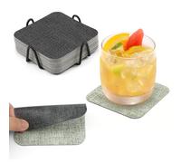 Chitomars Sottobicchieri in Pelle Set di 12, Antiscivolo Impermeabile Sottobicchiere Lavabili Bifacciale Sottobicchieri per Caffè, Bar, Ristoranti, Ufficio e Altro (Grigio Verde, Quadrato)