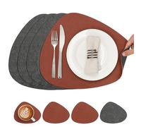 Chitomars Tovagliette e Sottobicchieri, Tovagliette Americane Lavabili Plastica Bifacciale Non-Scivolose Tovagliette Colazione in Ecopelle Tovaglietta Americana Rotonde (Set di 4, Grigio Terracotta)