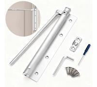 Chiudiporta Automatico Argento - Set Completo con 2 Cacciaviti, Base, Chiudiporta e 6 Viti - Facile da Installare, Riduce Rumore e Forza di Chiusura - Adatto per Porte in Legno e Alluminio